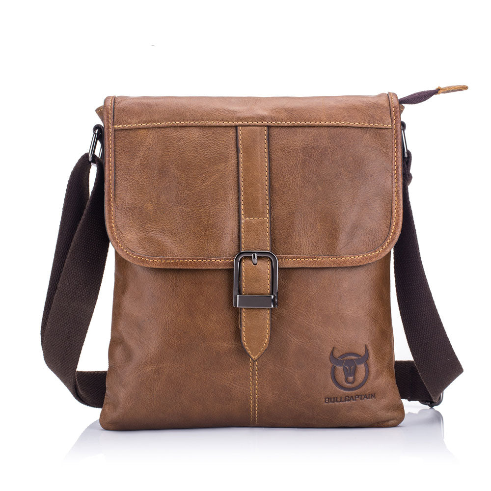 Leather Cowhide Vertical Business Crossbody Bag