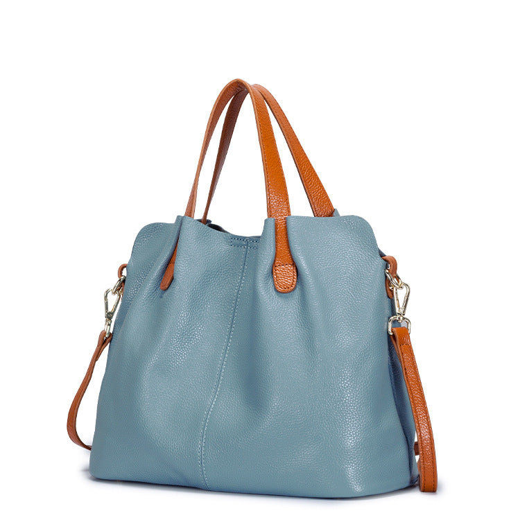 Leather bag women's mother bag soft leather tote bag