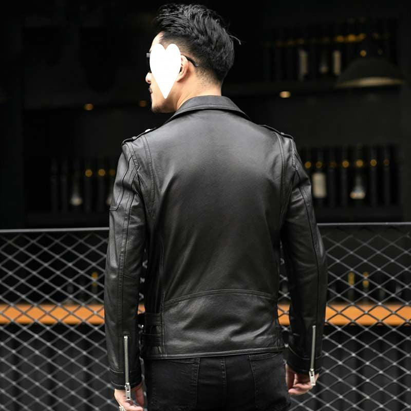 Men's Sheepskin Leather Jacket Lapel