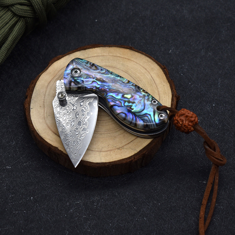 Mini Damascus Steel Carry On Small Folding Knife