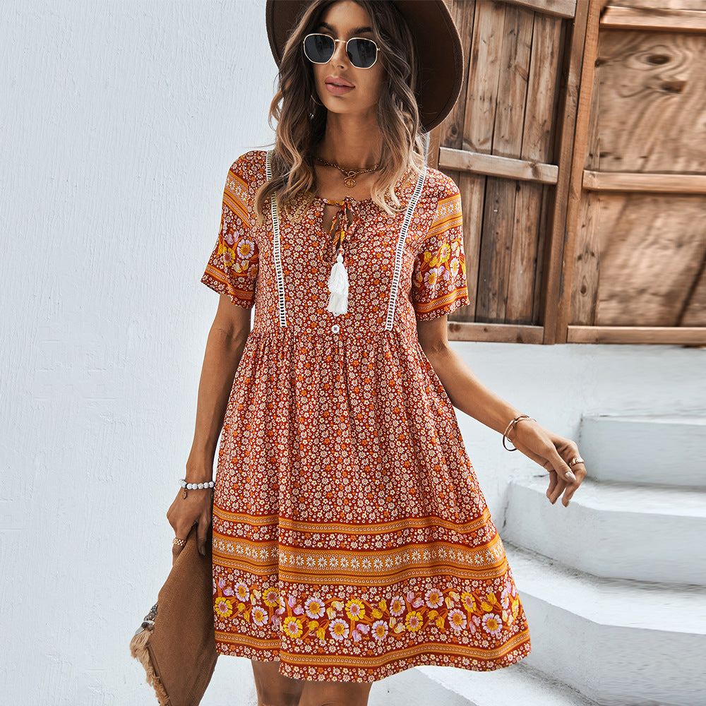 European And American Fashion Women's Wear Amazon Print Dress Bohemian Style