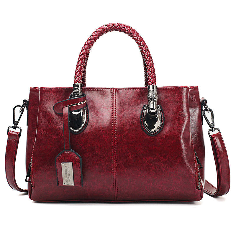 Oil wax leather women bag