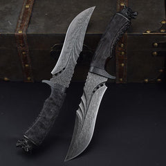 Core Layer Damascus Steel Straight Knife High Hardness Outdoor