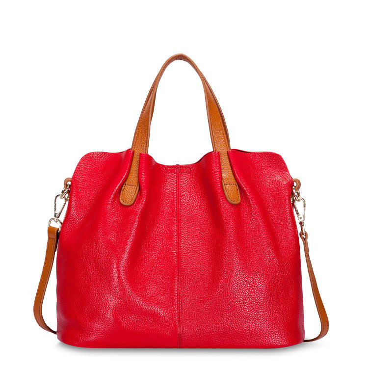 Leather bag women's mother bag soft leather tote bag