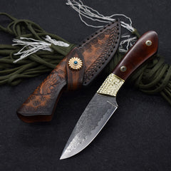 Small Straight Knife Damascus Steel Carry-on High Hardness Camping Hunting