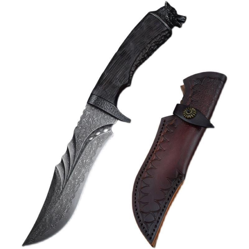 Core Layer Damascus Steel Straight Knife High Hardness Outdoor