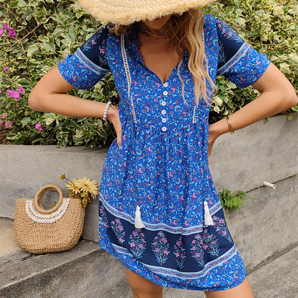 European And American Fashion Women's Wear Amazon Print Dress Bohemian Style