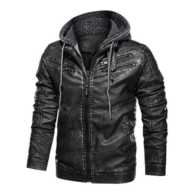 Men Leather Jacket Motor And Biker Hooded Men Leather Jackets