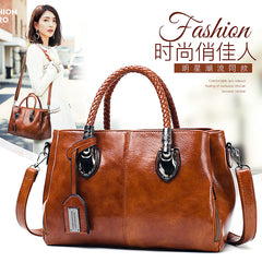 Oil wax leather women bag