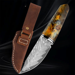 Damascus Steel Hand Handle Meat Knife Fruit Knife Outdoor Portable