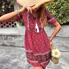 European And American Fashion Women's Wear Amazon Print Dress Bohemian Style