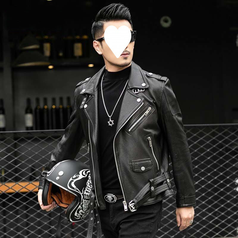 Men's Sheepskin Leather Jacket Lapel