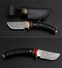 Handforged Damascus Hunting Knife Fixed Knife Antler Damascus Steel Straight Knife Outdoor Camping Tactical Knife