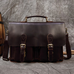 Men's Leather Briefcase Retro Crazy Horse Leather Messenger Bag Computer Bag