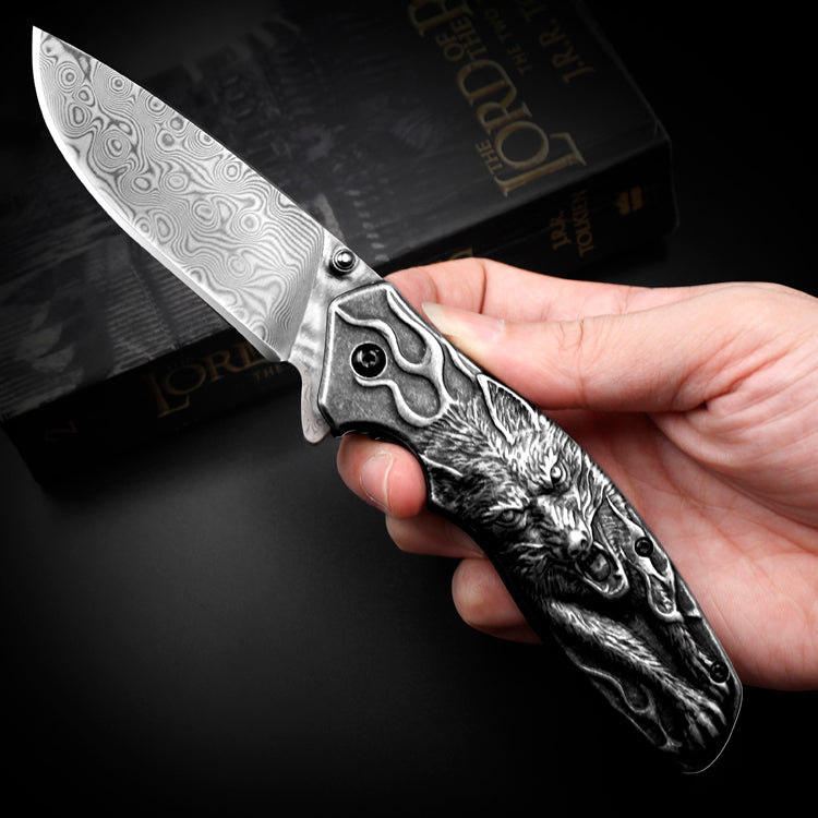 Damascus Powder Steel Folding Knife High Hardness