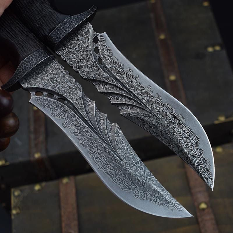 Core Layer Damascus Steel Straight Knife High Hardness Outdoor